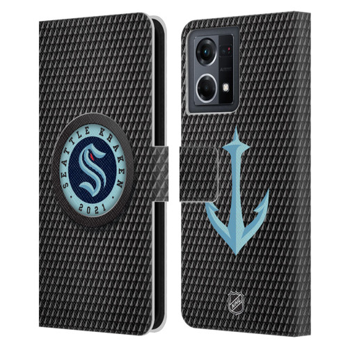 NHL Seattle Kraken Puck Texture Leather Book Wallet Case Cover For OPPO Reno8 4G