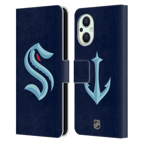 NHL Seattle Kraken Plain Leather Book Wallet Case Cover For OPPO Reno8 Lite