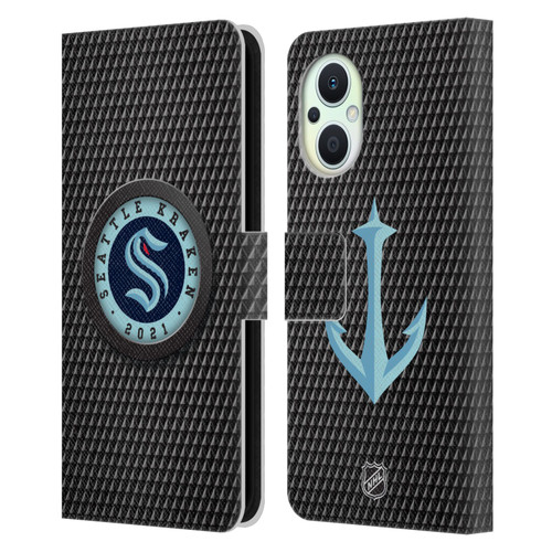NHL Seattle Kraken Puck Texture Leather Book Wallet Case Cover For OPPO Reno8 Lite