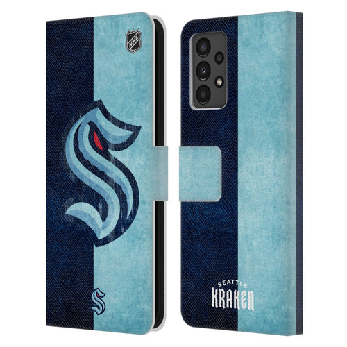 NHL Seattle Kraken Half Distressed Leather Book Wallet Case Cover For Samsung Galaxy A13 (2022)