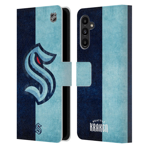 NHL Seattle Kraken Half Distressed Leather Book Wallet Case Cover For Samsung Galaxy A13 5G (2021)