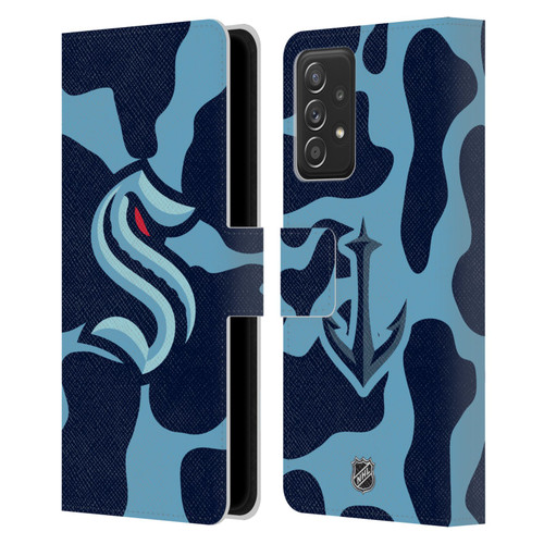 NHL Seattle Kraken Cow Pattern Leather Book Wallet Case Cover For Samsung Galaxy A53 5G (2022)