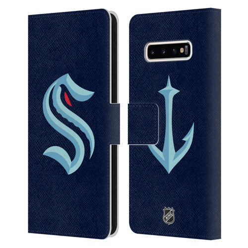 NHL Seattle Kraken Plain Leather Book Wallet Case Cover For Samsung Galaxy S10+ / S10 Plus