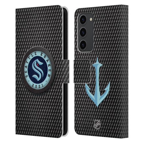 NHL Seattle Kraken Puck Texture Leather Book Wallet Case Cover For Samsung Galaxy S23+ 5G