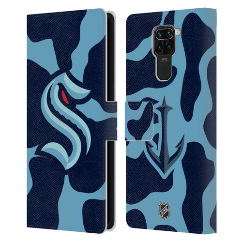 NHL Seattle Kraken Cow Pattern Leather Book Wallet Case Cover For Xiaomi Redmi Note 9 / Redmi 10X 4G