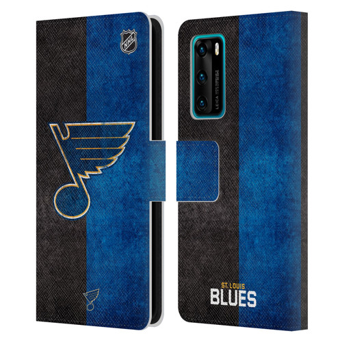 NHL St Louis Blues Half Distressed Leather Book Wallet Case Cover For Huawei P40 5G