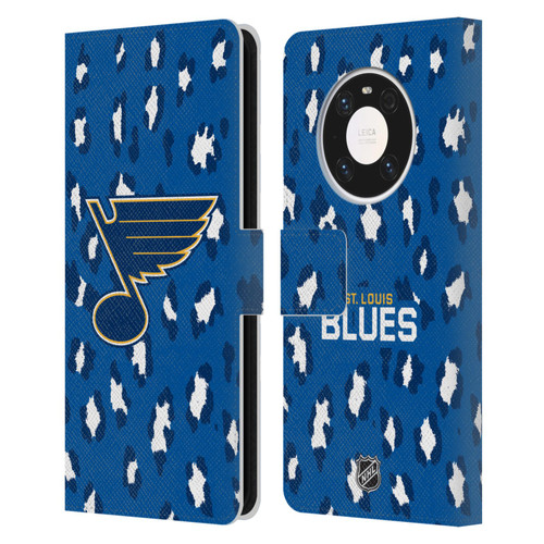 NHL St Louis Blues Leopard Patten Leather Book Wallet Case Cover For Huawei Mate 40 Pro 5G