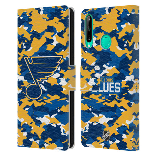NHL St Louis Blues Camouflage Leather Book Wallet Case Cover For Huawei P40 lite E