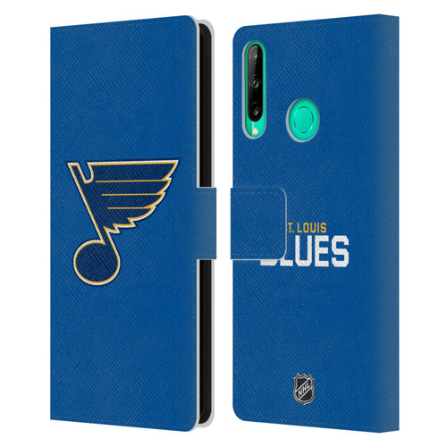 NHL St Louis Blues Plain Leather Book Wallet Case Cover For Huawei P40 lite E