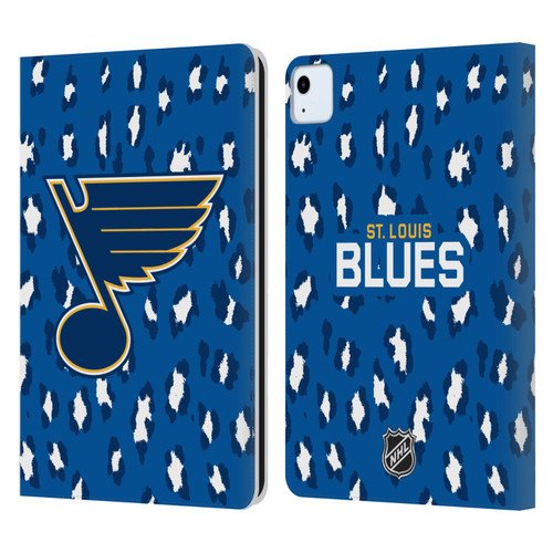 NHL St Louis Blues Leopard Patten Leather Book Wallet Case Cover For Apple iPad Air 2020 / 2022
