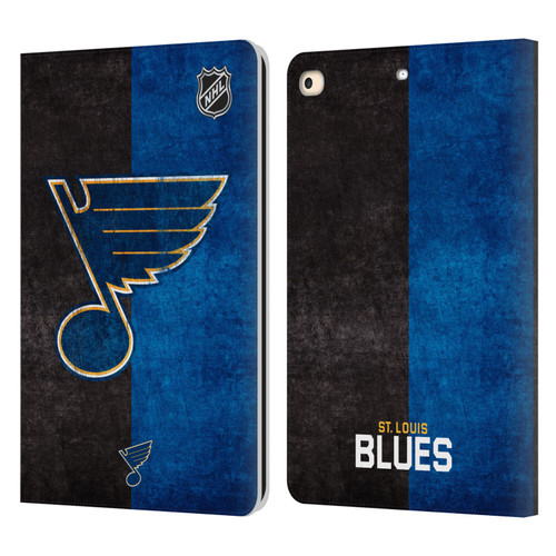 NHL St Louis Blues Half Distressed Leather Book Wallet Case Cover For Apple iPad 9.7 2017 / iPad 9.7 2018
