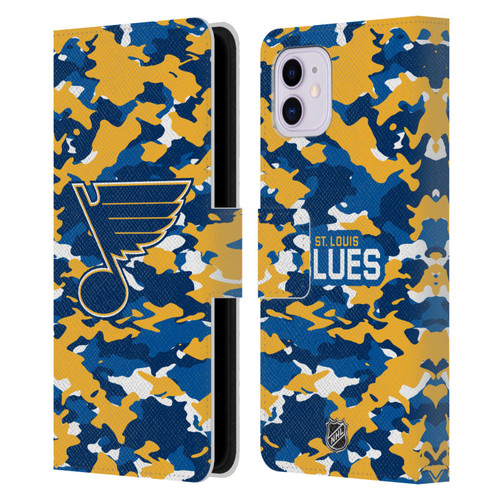 NHL St Louis Blues Camouflage Leather Book Wallet Case Cover For Apple iPhone 11