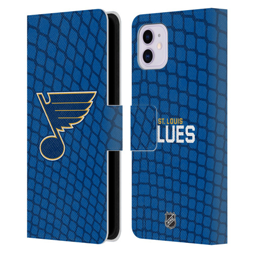 NHL St Louis Blues Net Pattern Leather Book Wallet Case Cover For Apple iPhone 11