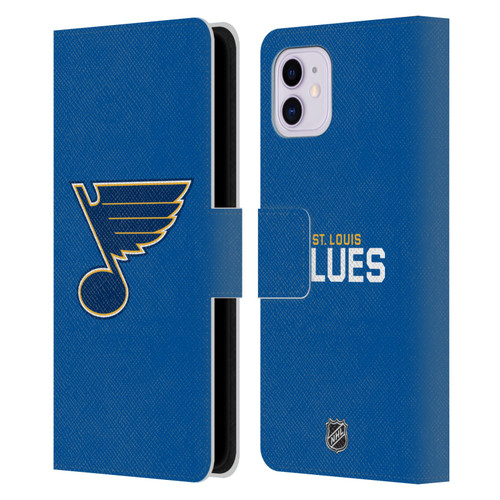 NHL St Louis Blues Plain Leather Book Wallet Case Cover For Apple iPhone 11