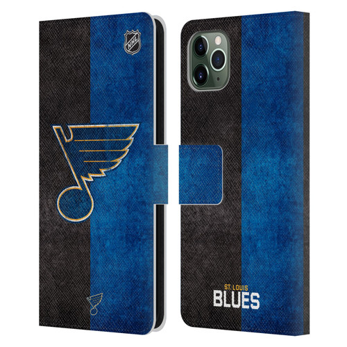 NHL St Louis Blues Half Distressed Leather Book Wallet Case Cover For Apple iPhone 11 Pro Max