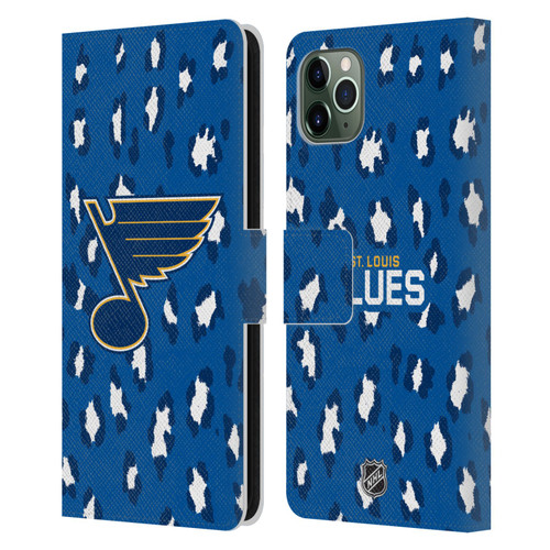 NHL St Louis Blues Leopard Patten Leather Book Wallet Case Cover For Apple iPhone 11 Pro Max