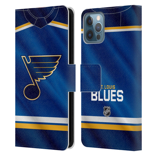 NHL St Louis Blues Jersey Leather Book Wallet Case Cover For Apple iPhone 12 / iPhone 12 Pro