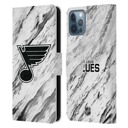 NHL St Louis Blues Marble Leather Book Wallet Case Cover For Apple iPhone 12 / iPhone 12 Pro