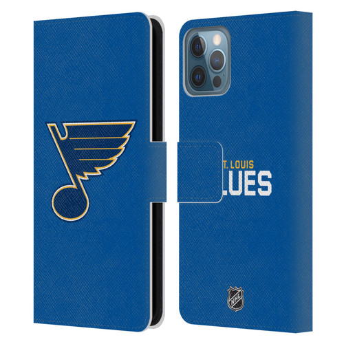 NHL St Louis Blues Plain Leather Book Wallet Case Cover For Apple iPhone 12 / iPhone 12 Pro