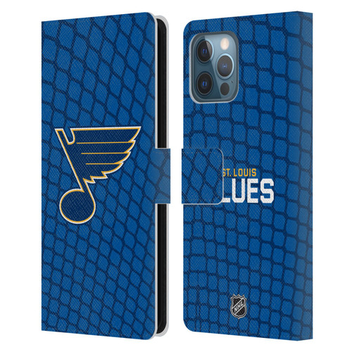 NHL St Louis Blues Net Pattern Leather Book Wallet Case Cover For Apple iPhone 12 Pro Max