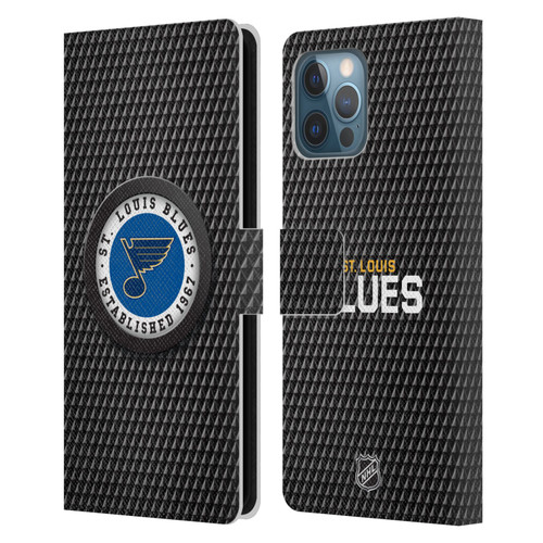 NHL St Louis Blues Puck Texture Leather Book Wallet Case Cover For Apple iPhone 12 Pro Max