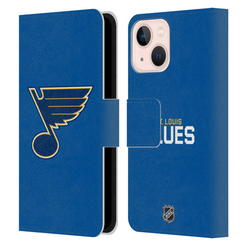 NHL St Louis Blues Plain Leather Book Wallet Case Cover For Apple iPhone 13 Mini