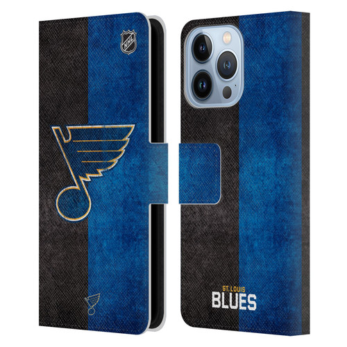 NHL St Louis Blues Half Distressed Leather Book Wallet Case Cover For Apple iPhone 13 Pro