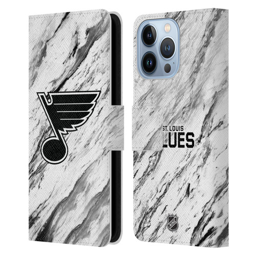 NHL St Louis Blues Marble Leather Book Wallet Case Cover For Apple iPhone 13 Pro