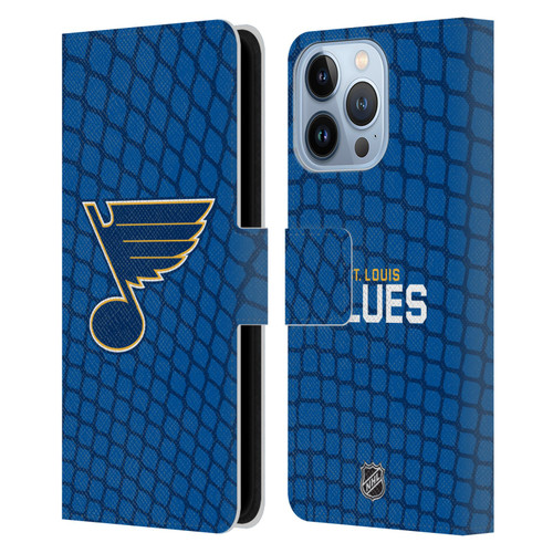 NHL St Louis Blues Net Pattern Leather Book Wallet Case Cover For Apple iPhone 13 Pro
