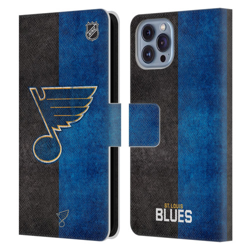 NHL St Louis Blues Half Distressed Leather Book Wallet Case Cover For Apple iPhone 14