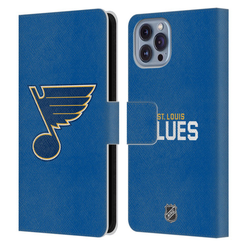 NHL St Louis Blues Plain Leather Book Wallet Case Cover For Apple iPhone 14