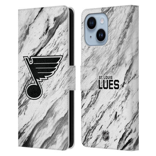 NHL St Louis Blues Marble Leather Book Wallet Case Cover For Apple iPhone 14 Plus