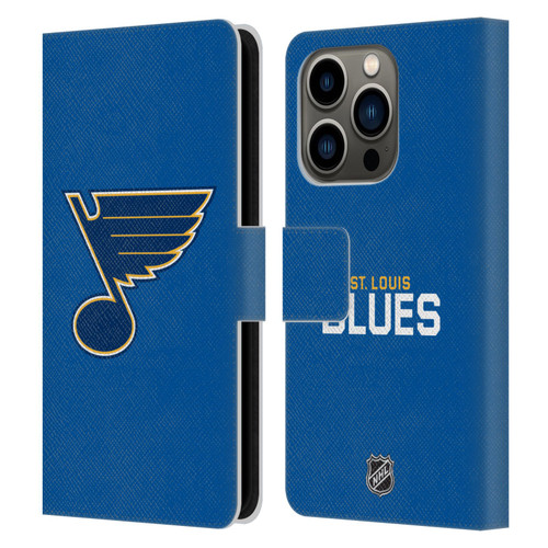 NHL St Louis Blues Plain Leather Book Wallet Case Cover For Apple iPhone 14 Pro