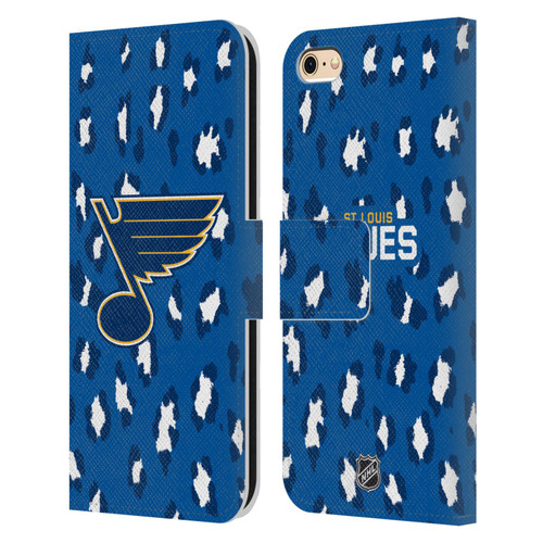 NHL St Louis Blues Leopard Patten Leather Book Wallet Case Cover For Apple iPhone 6 / iPhone 6s