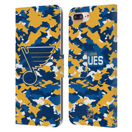 NHL St Louis Blues Camouflage Leather Book Wallet Case Cover For Apple iPhone 7 Plus / iPhone 8 Plus