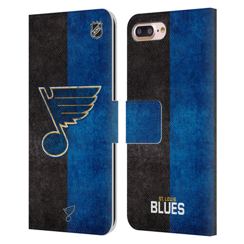 NHL St Louis Blues Half Distressed Leather Book Wallet Case Cover For Apple iPhone 7 Plus / iPhone 8 Plus