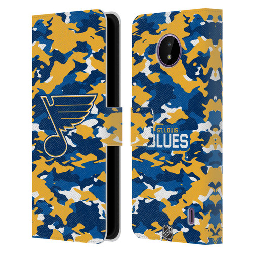 NHL St Louis Blues Camouflage Leather Book Wallet Case Cover For Nokia C10 / C20