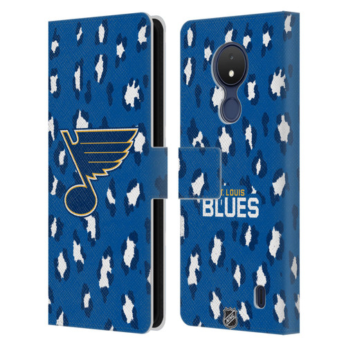 NHL St Louis Blues Leopard Patten Leather Book Wallet Case Cover For Nokia C21