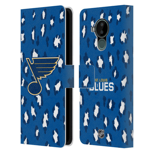 NHL St Louis Blues Leopard Patten Leather Book Wallet Case Cover For Nokia C30