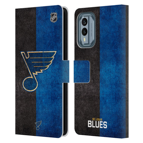 NHL St Louis Blues Half Distressed Leather Book Wallet Case Cover For Nokia X30