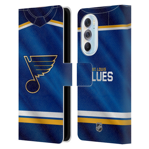 NHL St Louis Blues Jersey Leather Book Wallet Case Cover For Motorola Edge X30