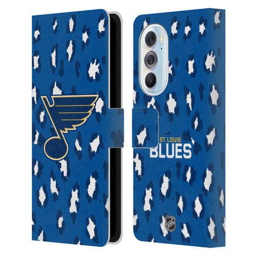 NHL St Louis Blues Leopard Patten Leather Book Wallet Case Cover For Motorola Edge X30