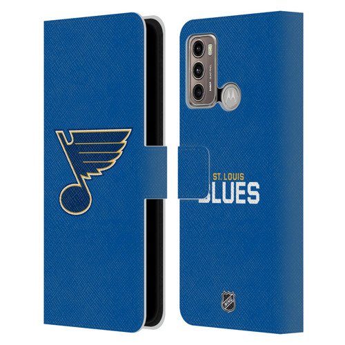 NHL St Louis Blues Plain Leather Book Wallet Case Cover For Motorola Moto G60 / Moto G40 Fusion