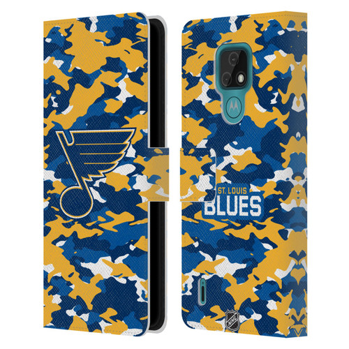 NHL St Louis Blues Camouflage Leather Book Wallet Case Cover For Motorola Moto E7