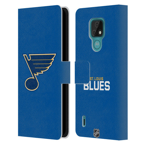 NHL St Louis Blues Plain Leather Book Wallet Case Cover For Motorola Moto E7