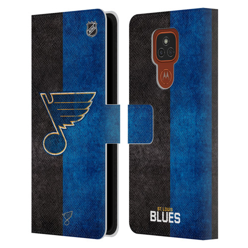 NHL St Louis Blues Half Distressed Leather Book Wallet Case Cover For Motorola Moto E7 Plus