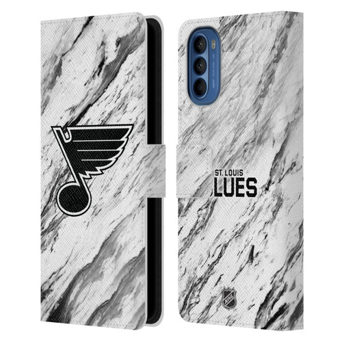 NHL St Louis Blues Marble Leather Book Wallet Case Cover For Motorola Moto G41