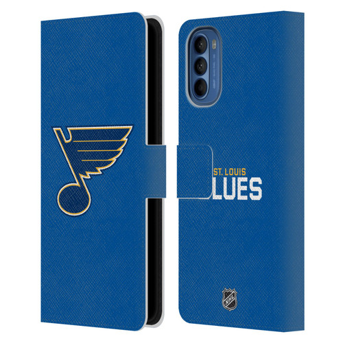 NHL St Louis Blues Plain Leather Book Wallet Case Cover For Motorola Moto G41