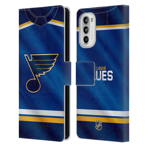 NHL St Louis Blues Jersey Leather Book Wallet Case Cover For Motorola Moto G52