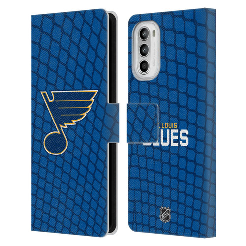 NHL St Louis Blues Net Pattern Leather Book Wallet Case Cover For Motorola Moto G52